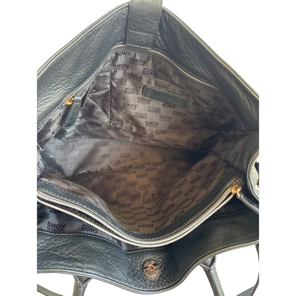 Michael Kors MK Hamilton Tote Handbag Purse Black Pebbled Leather - Picture 11 of 15